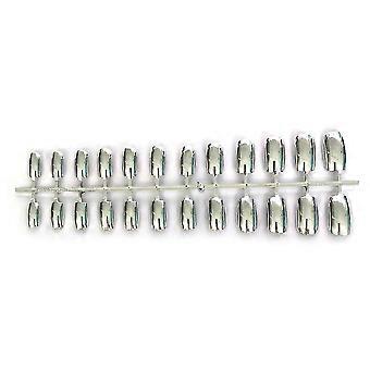 24 stk kort falsk negl fargerik ensfarget plating spiker trygt materiale gave uv-04