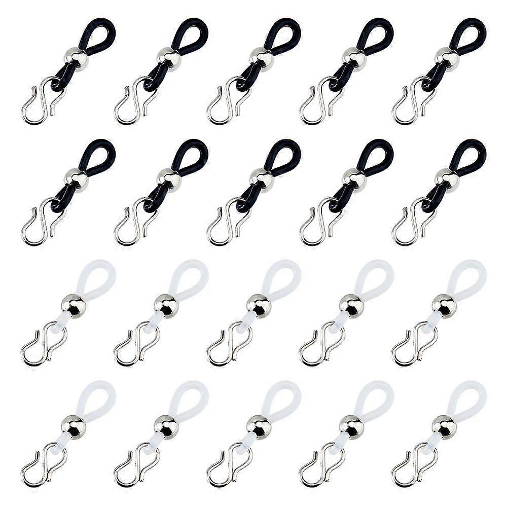 20Pcs 2 Color Silicone Plastics Zipper Holder Upper for Jeans and Buttons Keep Zipper Up On Pants with 304 Stainless Steel S-Hook Clasps Black & White