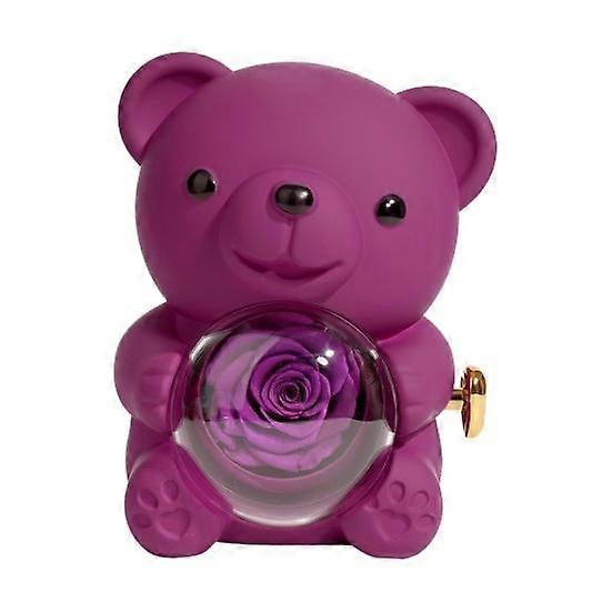 Megőrzött rózsa ölelés medve ajándék szív nyaklánccal forgatható örök virágmedve ajándékdoboz