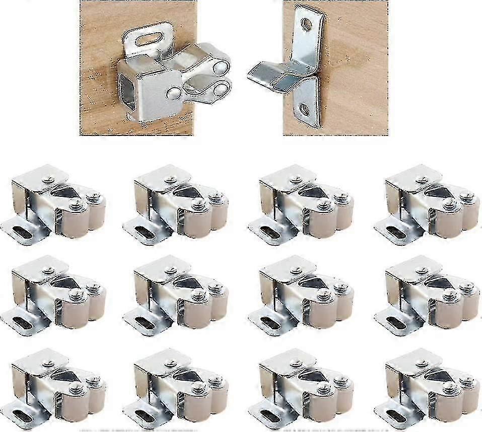 12 stk lås med dobbel rulle rustfritt stål for skapskuff - JA