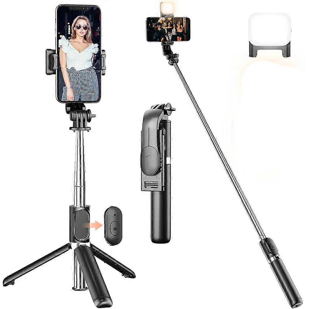 Portable Design, Selfie Stick Tripod for iPhone, Android, Samsung Smartphones, Enduring Battery Capacity, Detachable Fill Light, 360° Rotatable
