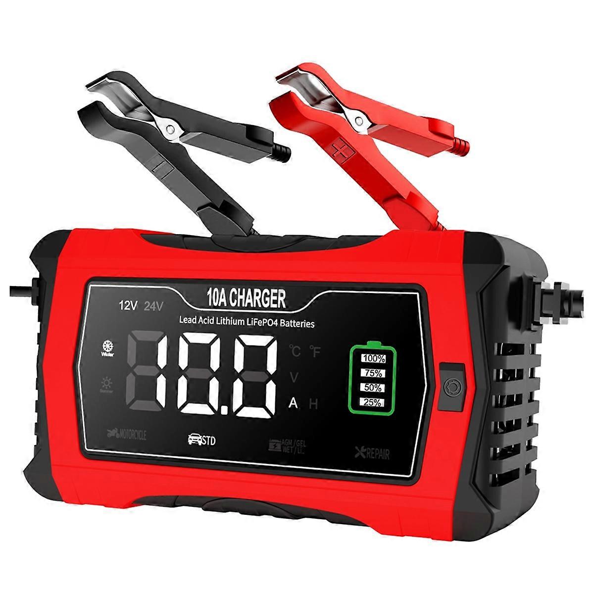 10A Automatic Charging for Lithium LiFePO4 GEL Lead-Acid Batteries 12V 24V Motorcycle Charger Car B