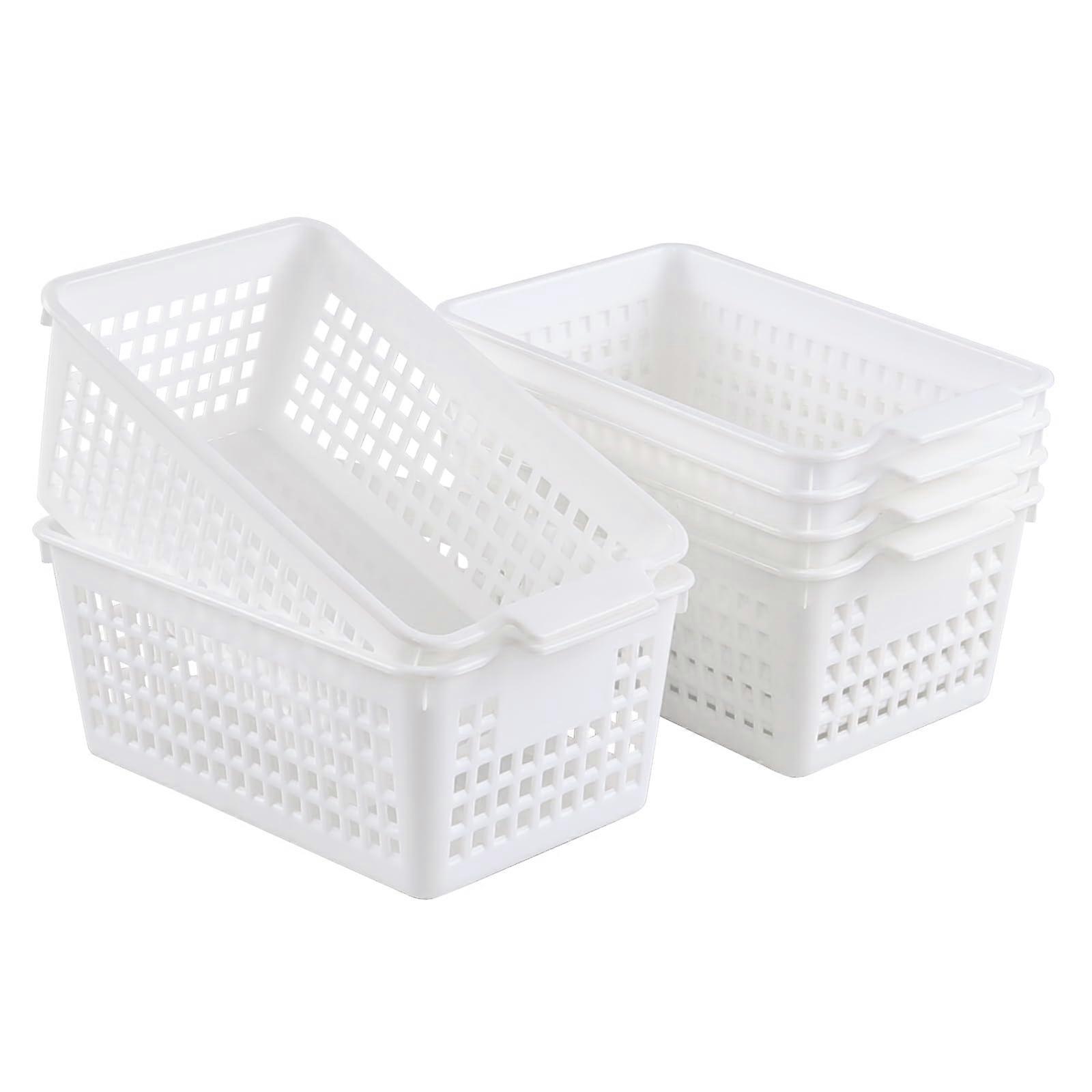 6-Pack Small Plastic Storage Baskets for Home and Office Organization - Durable, Lightweight, Multi-Purpose, Versatile