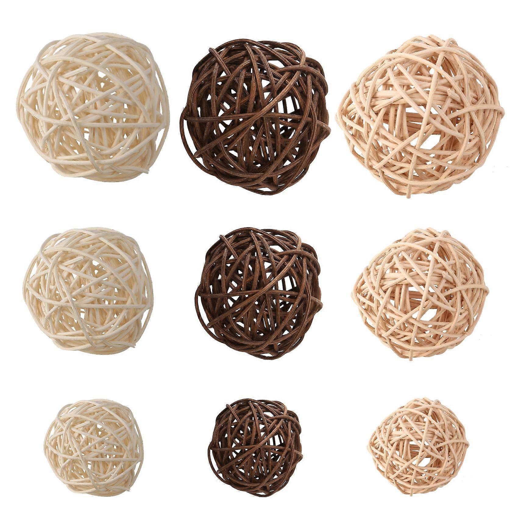 21 Pcs/Lot Mixed 3 Colors Rattan Balls Vase Fillers for Wedding , Assorted Three Size(3cm/5cm/7cm)