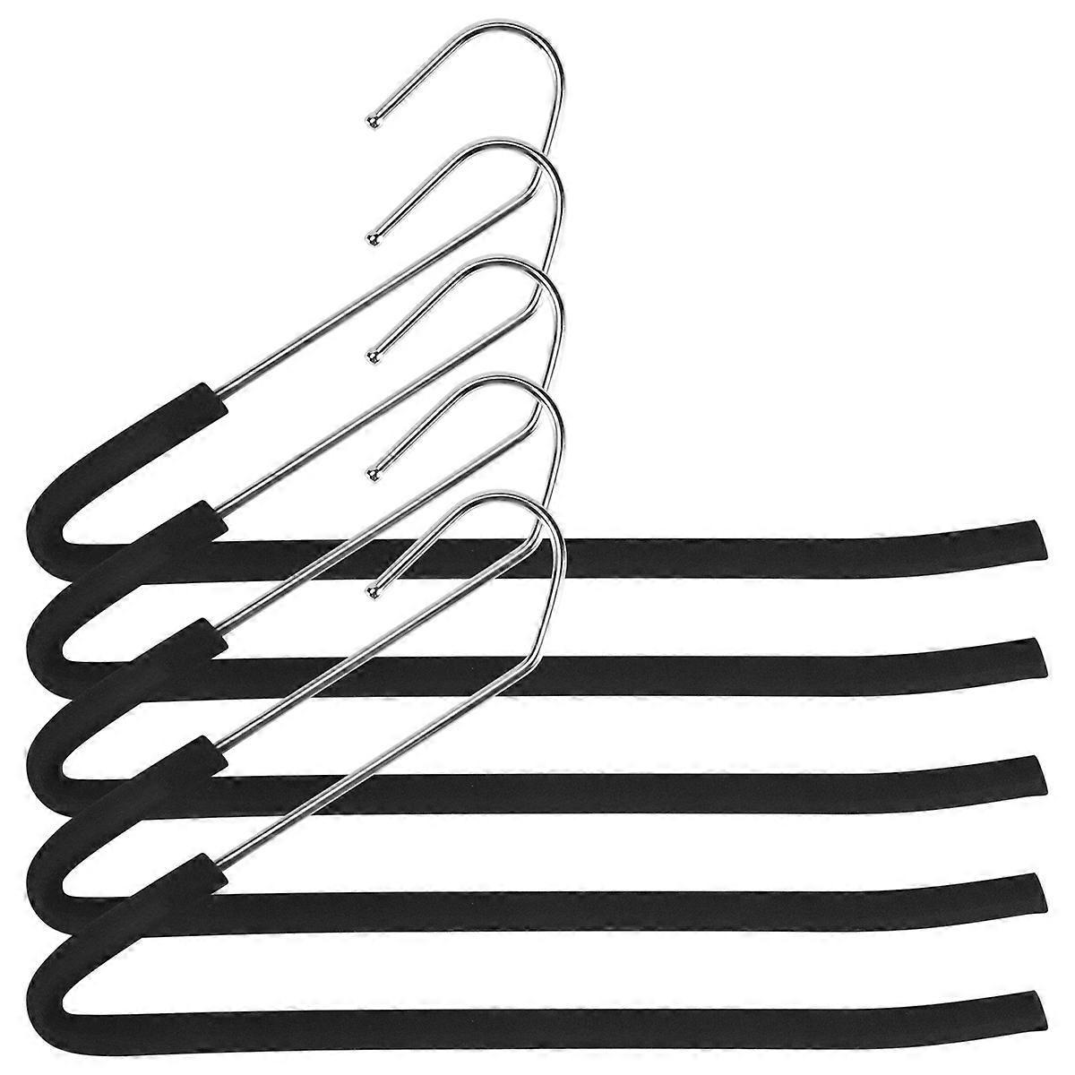 Open End Trouser Hangers Slack Hanger with Non-Slip Foam Coated Black 5-Pack