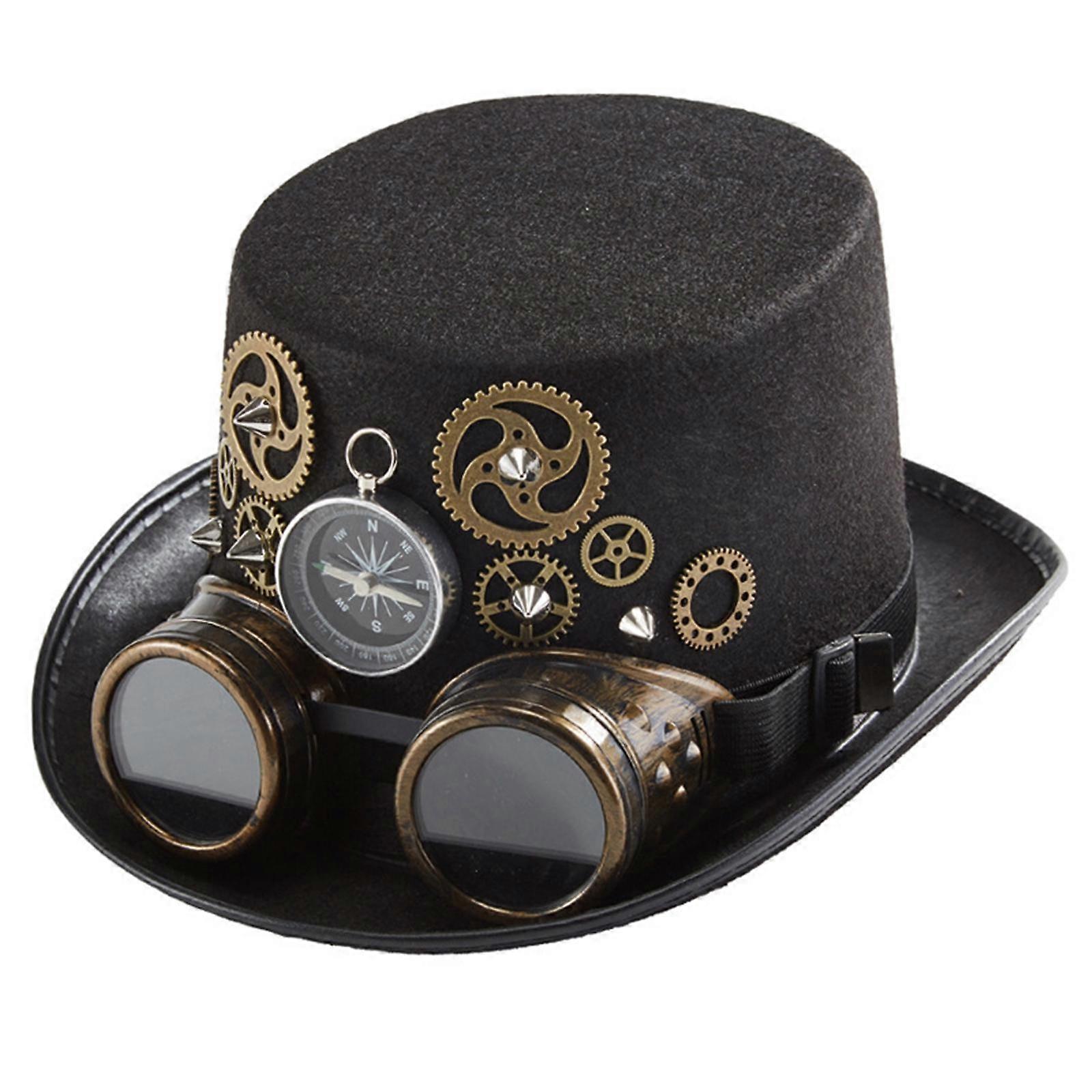 Nyhed Steampunk Gears Top Hatte Unisex Gears Sort Tilbehør Gotisk Nitte