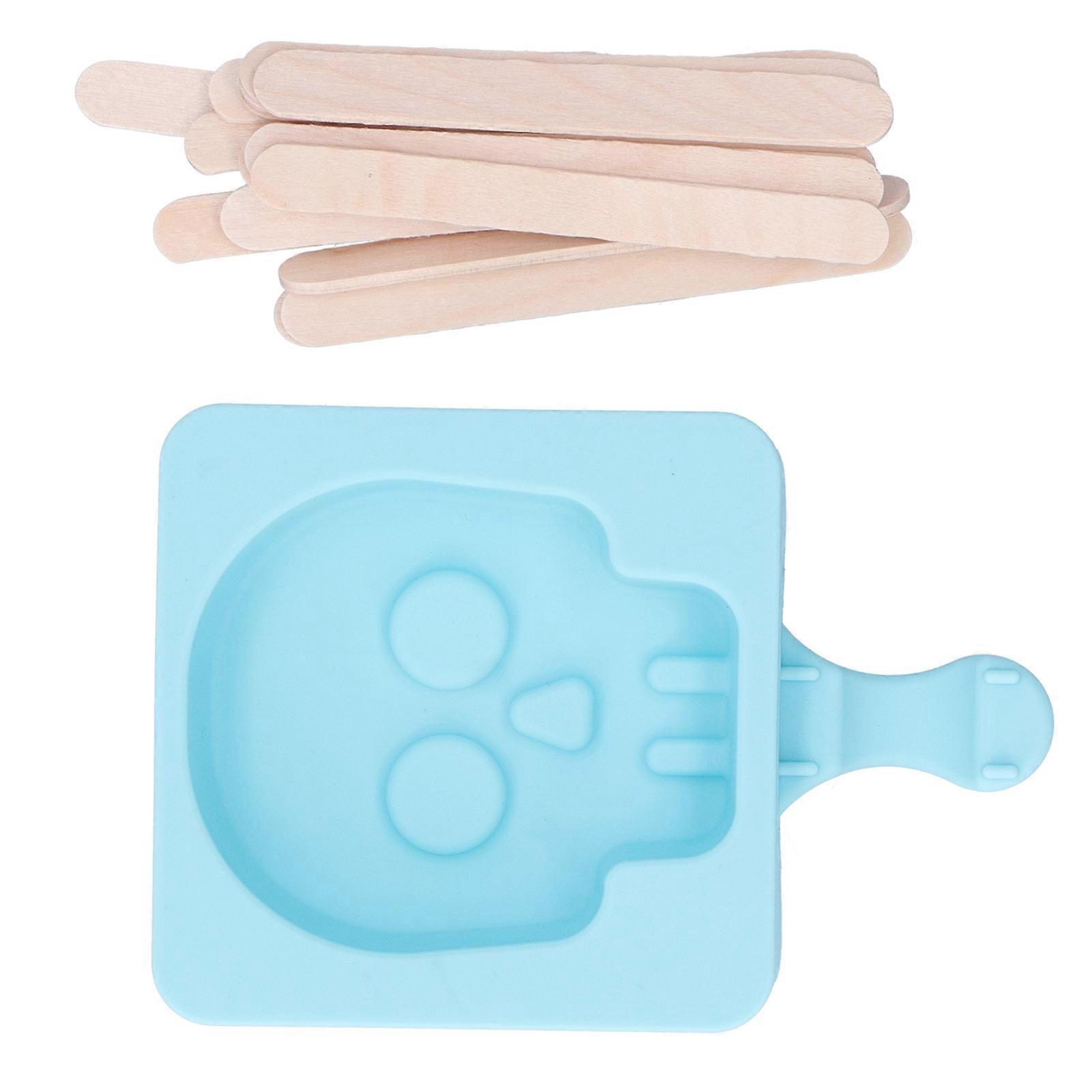 Silicone Ice Cream Mold DIY Ice Bar Maker With Sticks Sky Blue Nonstick Mould For Home Use