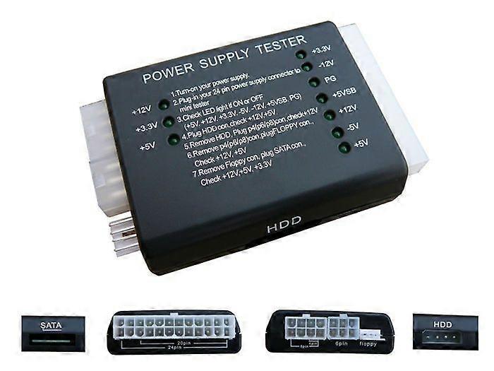 ATX Power Tester - Universal Tester - Compatible with ATX 20/24, Molex, SATA - Desktop PC
