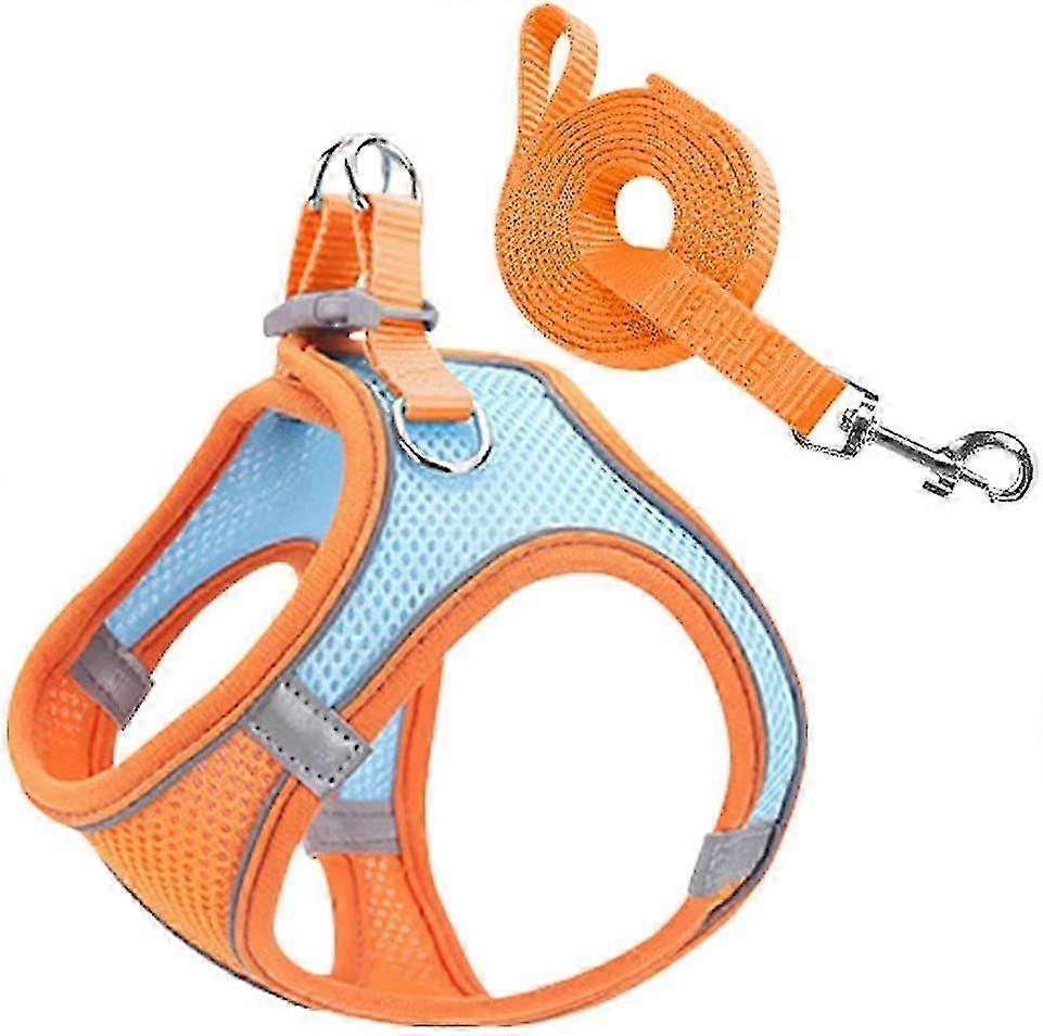 dog harness small pet harness reflective dog leash anti pull dog chest harness adjustable soft harness breathable soft mesh and leash for small medium