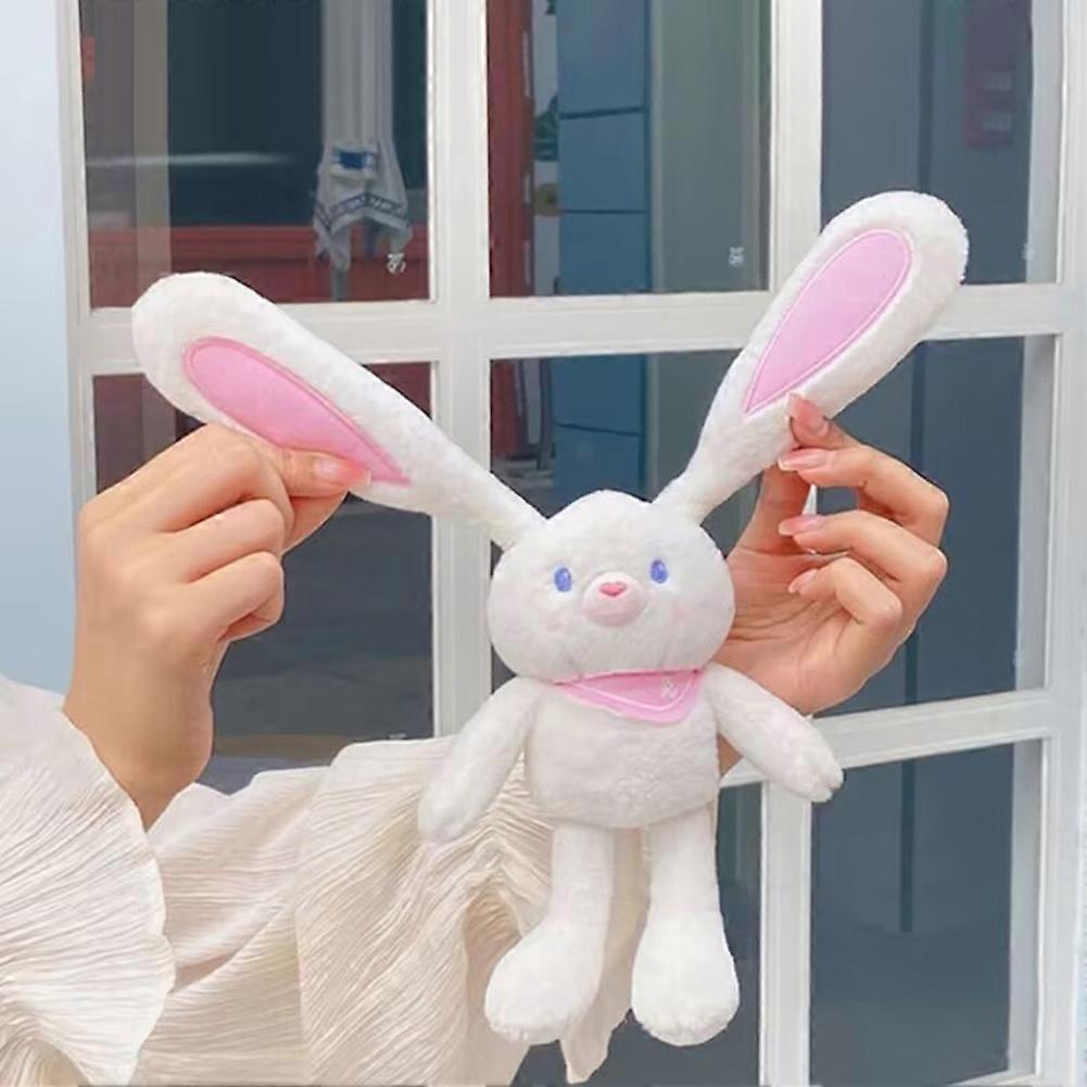 Plush Bunny Rabbits with Pulling Ears Stress Relief Rabbits Toy Holiday ...