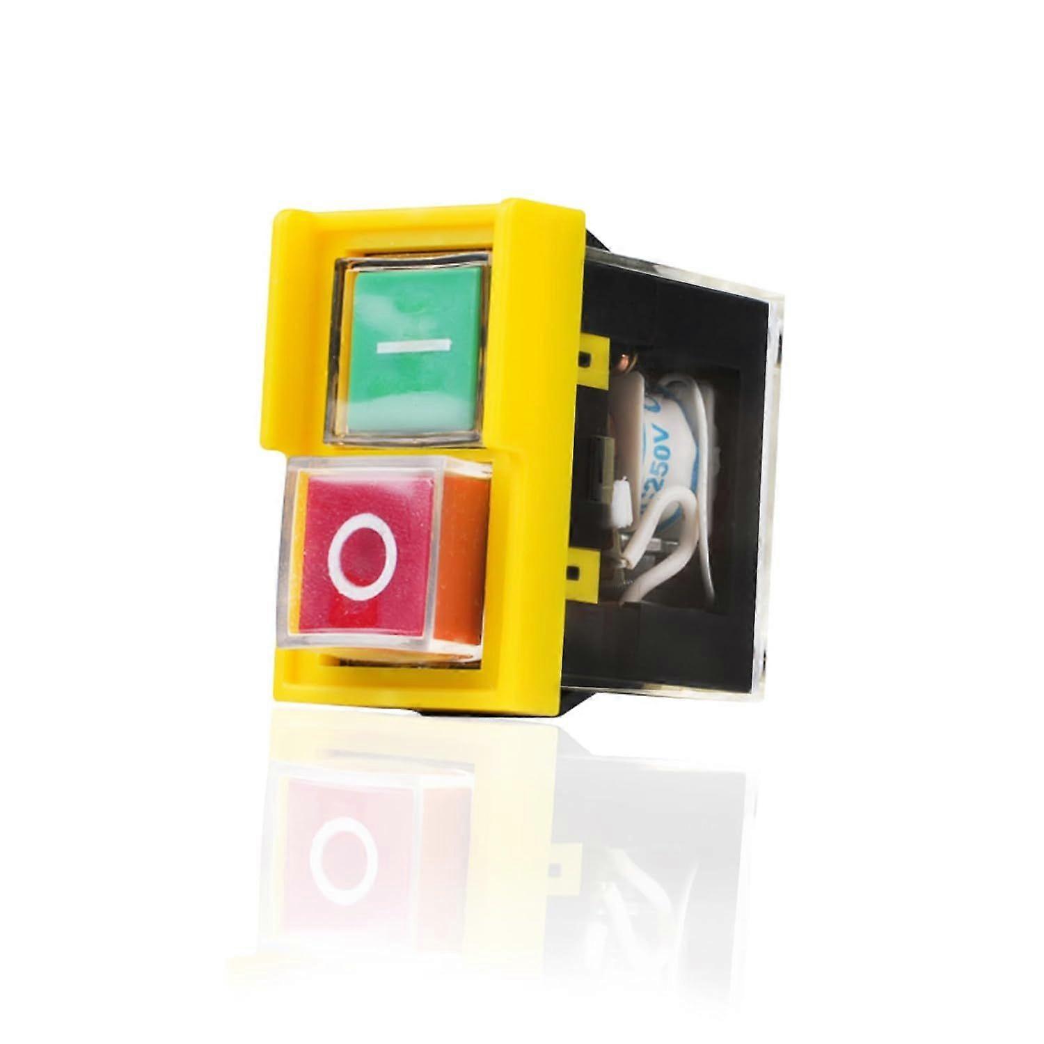 Push Button Switch, Electromagnetic Switch KJD6 5E4 AC 250V 6A ON/OFF Waterproof Push Button Switch Emergency Stop Switch(K6)