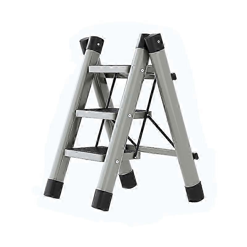 Step Ladder Folding 3 Steps Non Slip Waterproof Rustproof Household Handling Equipment Gray