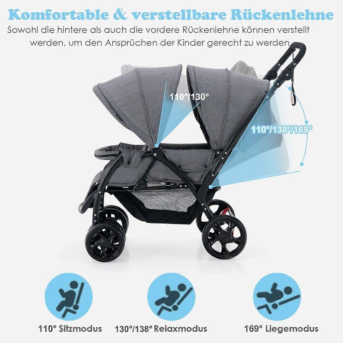 Sibling stroller foldable sibling stroller twin stroller twin bug grey