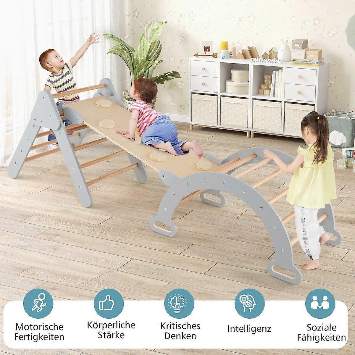 Kiipeilykolmio liukumäellä, kiipeilykaari ja kaksipuolinen ramppi, harmaa