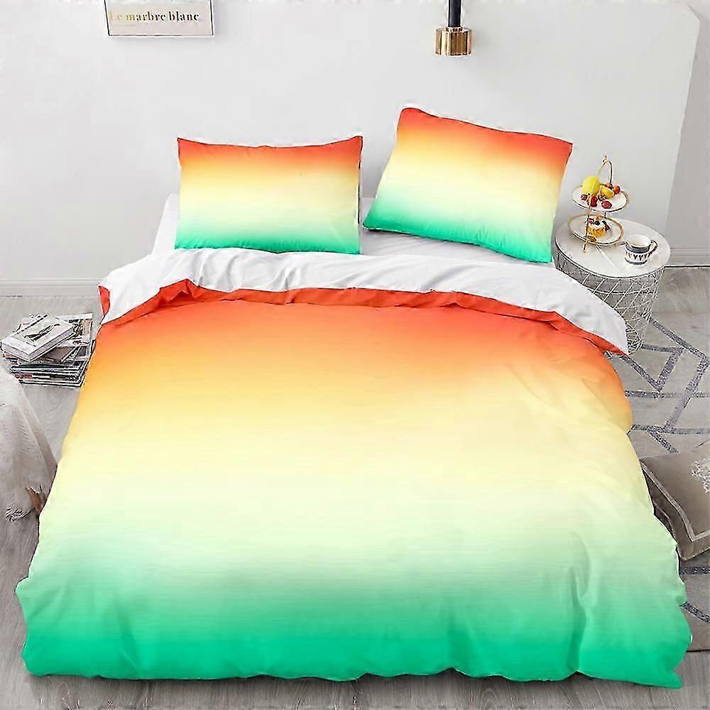 y1248 Lakan Rainbow Gradient Påslakan Set Queen Size Rainbow för pojkar Flickor Söt stil sängkläder Set Polyester Single King Twin Täcke Säng