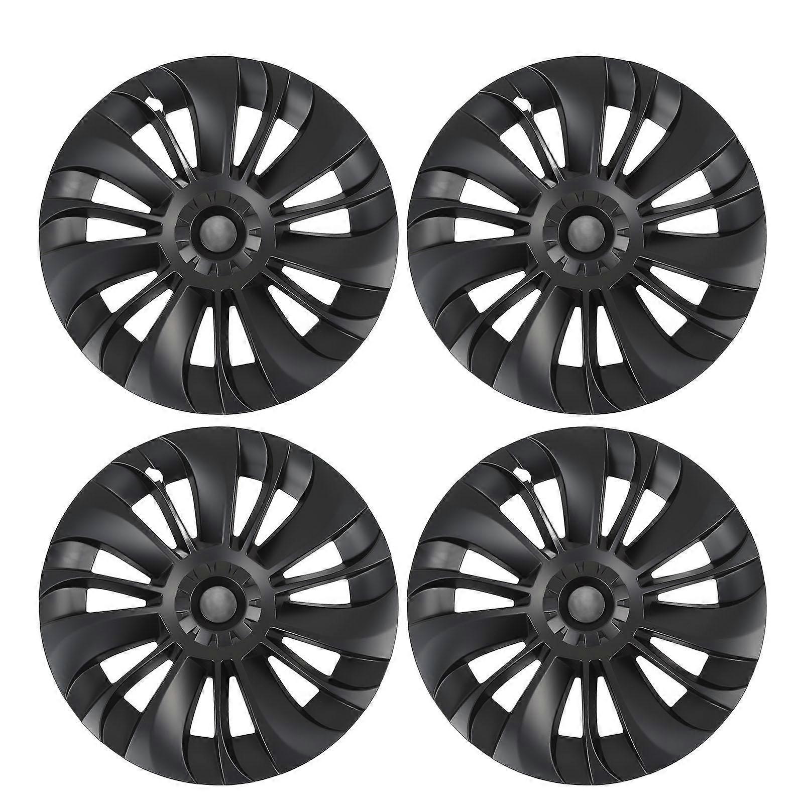 4 Stück mattschwarze Auto-Radkappen für Tesla Model Y 19-Zoll-Räder 2020-2023