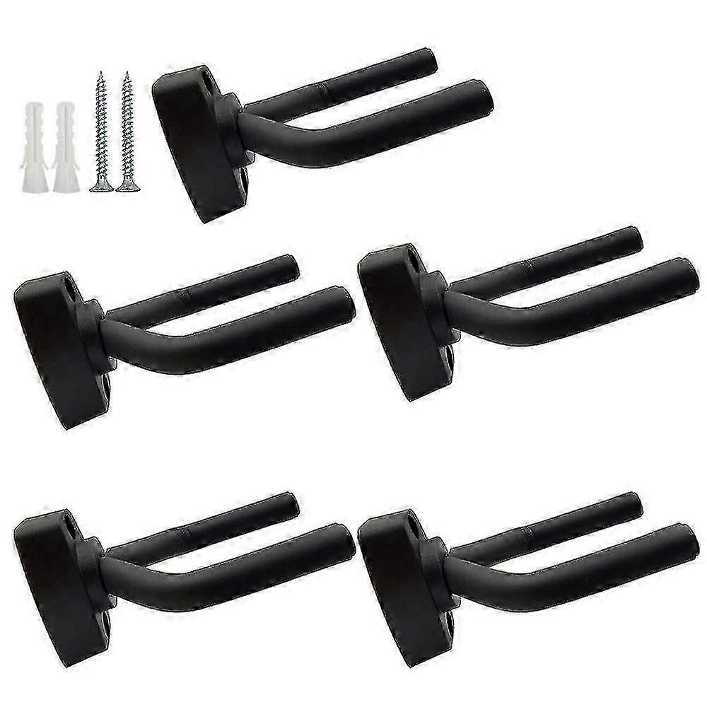 5-Pack Black Wall-Mount Guitar Hangers with Screws for Display