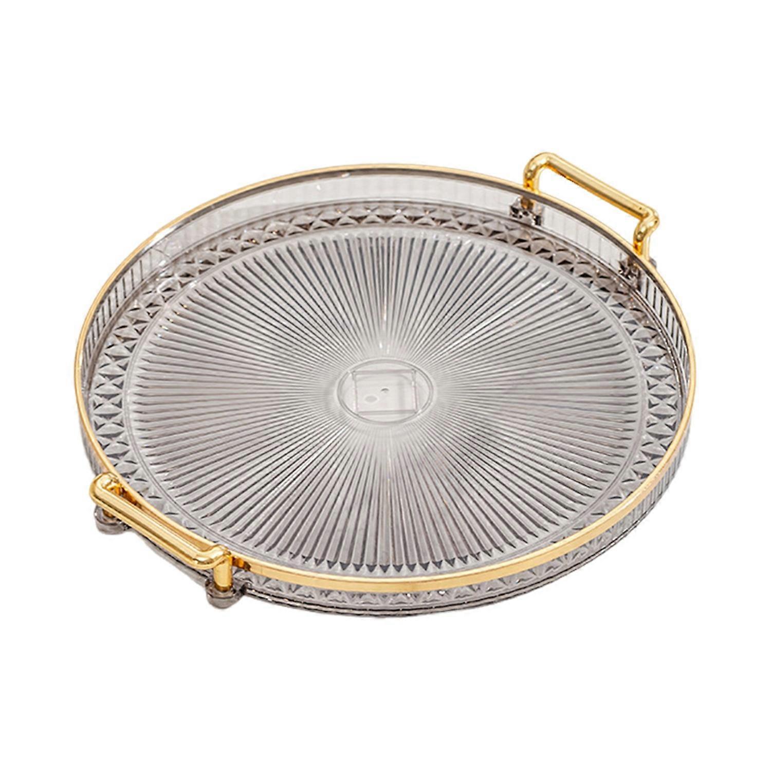 Acrylic Serving Tray Round Serving Platter with Handles Coffee Table Decor Dish Dessert Tray for