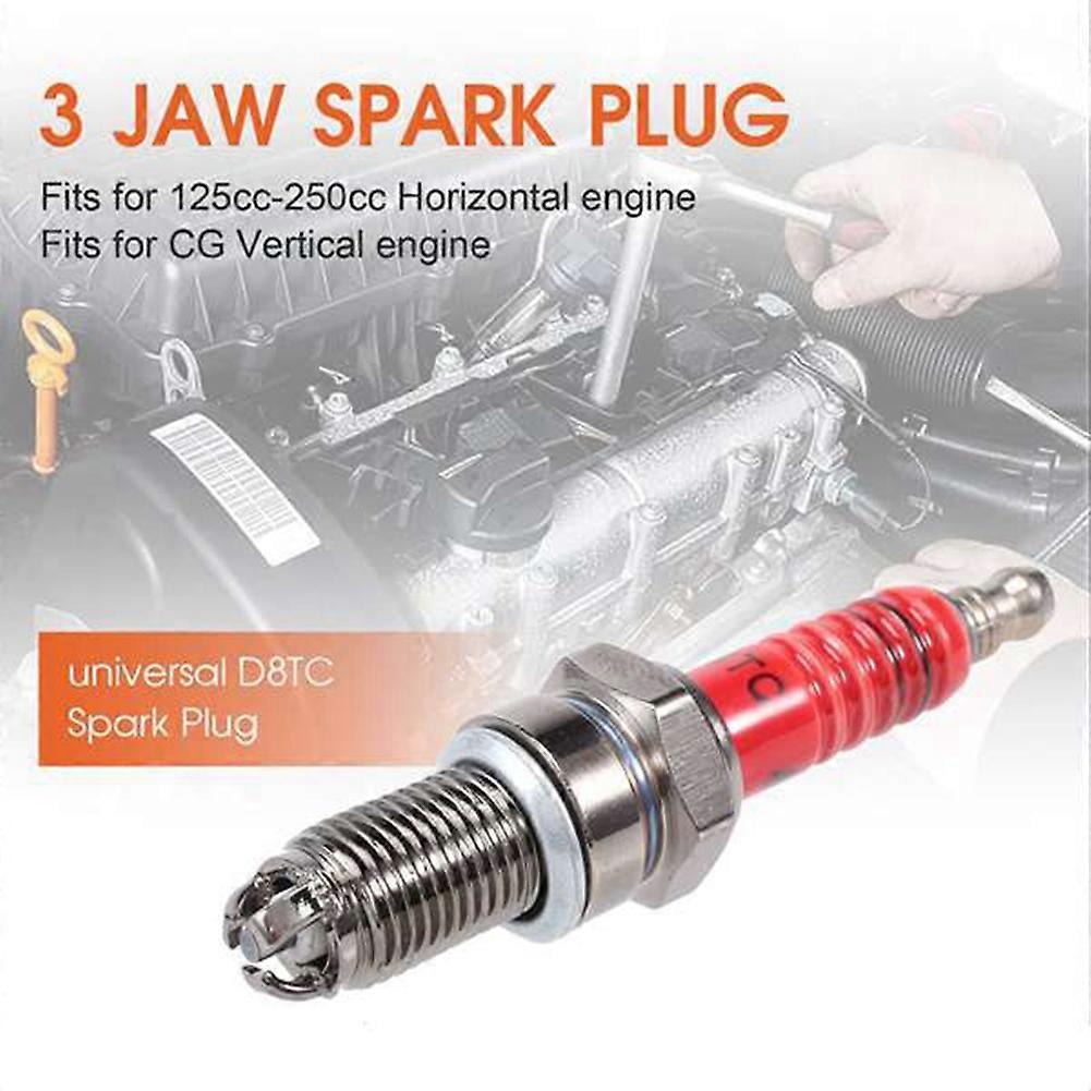 10Pcs 3-Electrode Spark Plug D8TC for 125Cc 150Cc 200Cc 250Cc