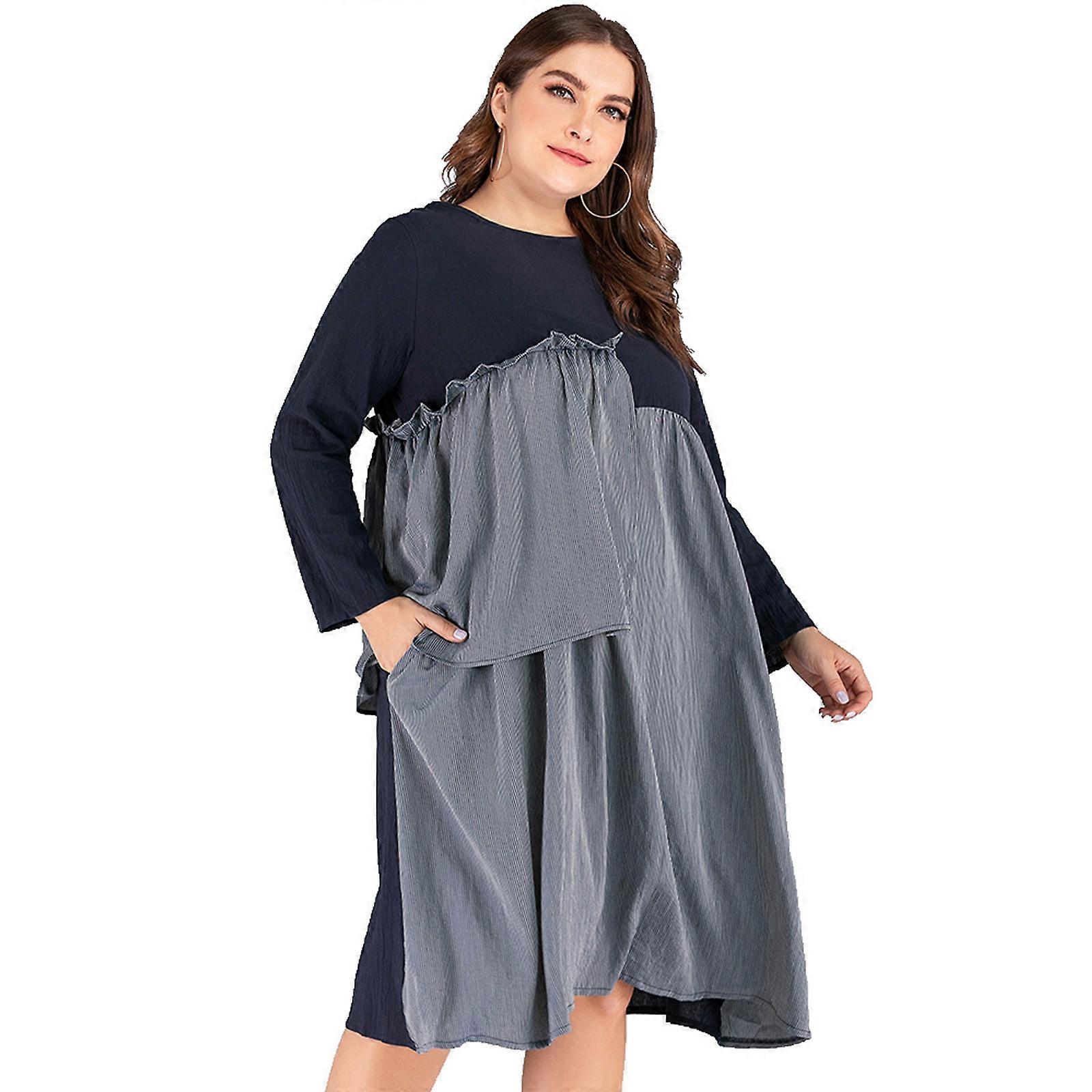 JollieLovin Women's Long Sleeve Swing Dress - Casual Loose T-Shirt Dress With Pockets - View #6