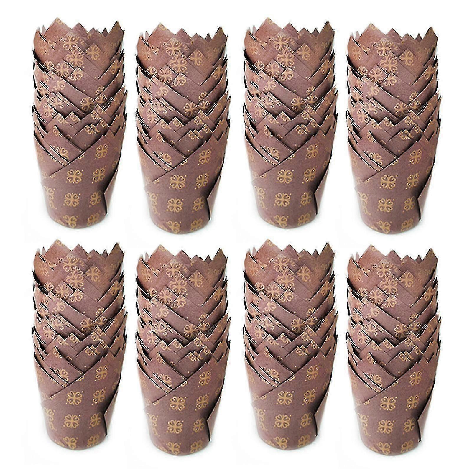 200Db leveles tulipán tortacsészék hőálló aranyos eukaliptusz design zöld cupcake csomagolás