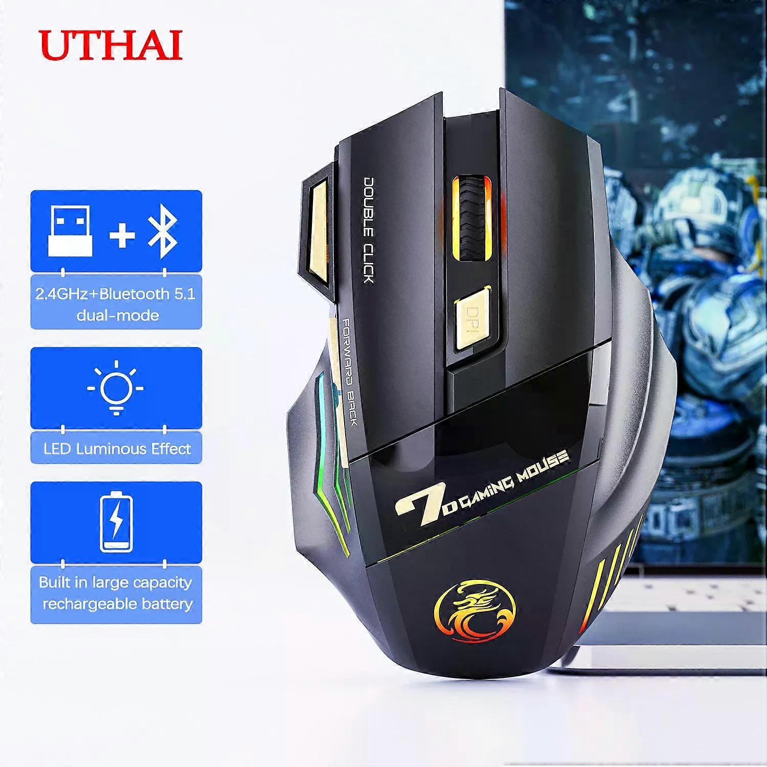UTHAI GW-X7 Laptop accessories 7-key double tap free 2.4G silent rechargeable colorful breathing light wireless gaming mouse