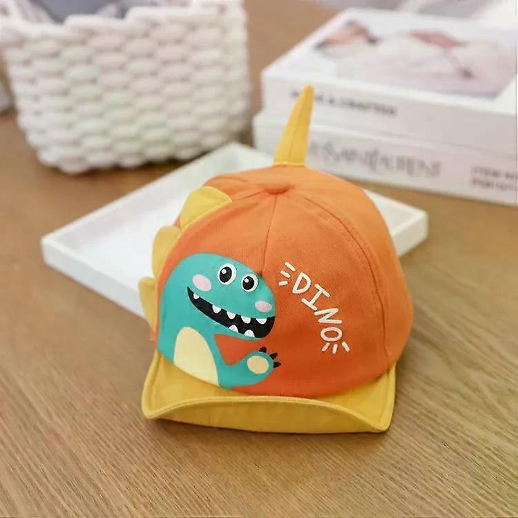 Baby Sun Hat-Adjustable Cartoon Dinosaur Pattern Cap,48cm,Orange Orange,48cm Adjustable