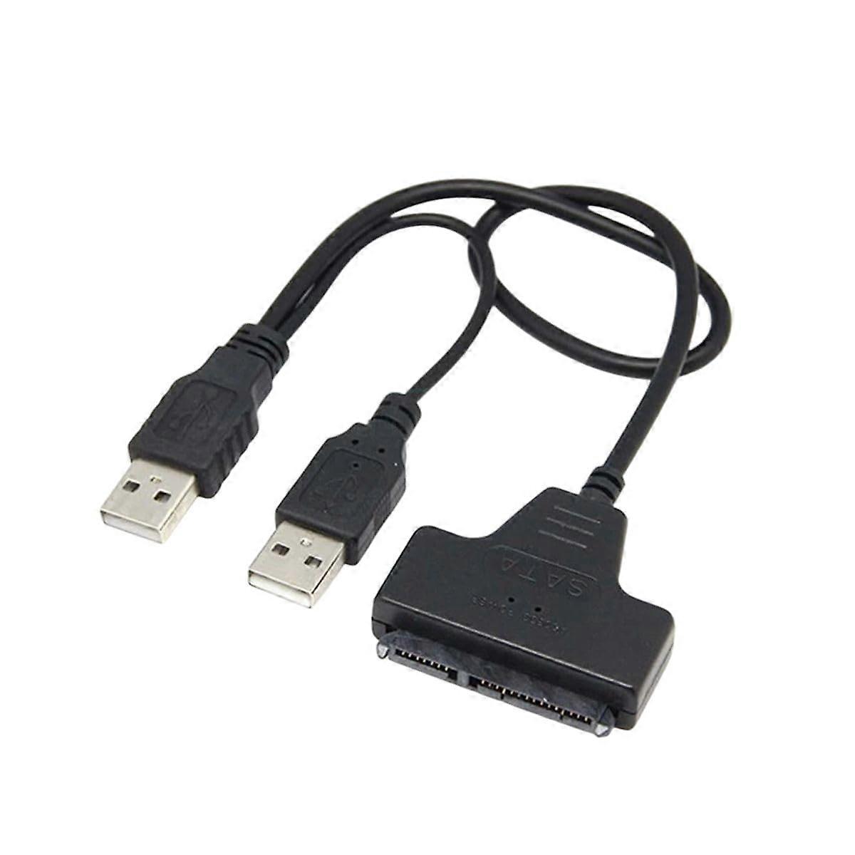 Hard Disk Drive SATA 7+15 Pin Connector 22 to Double Dual USB 2.0 Interface Adapter Cable LED Light for 2.5 HDD Laptop