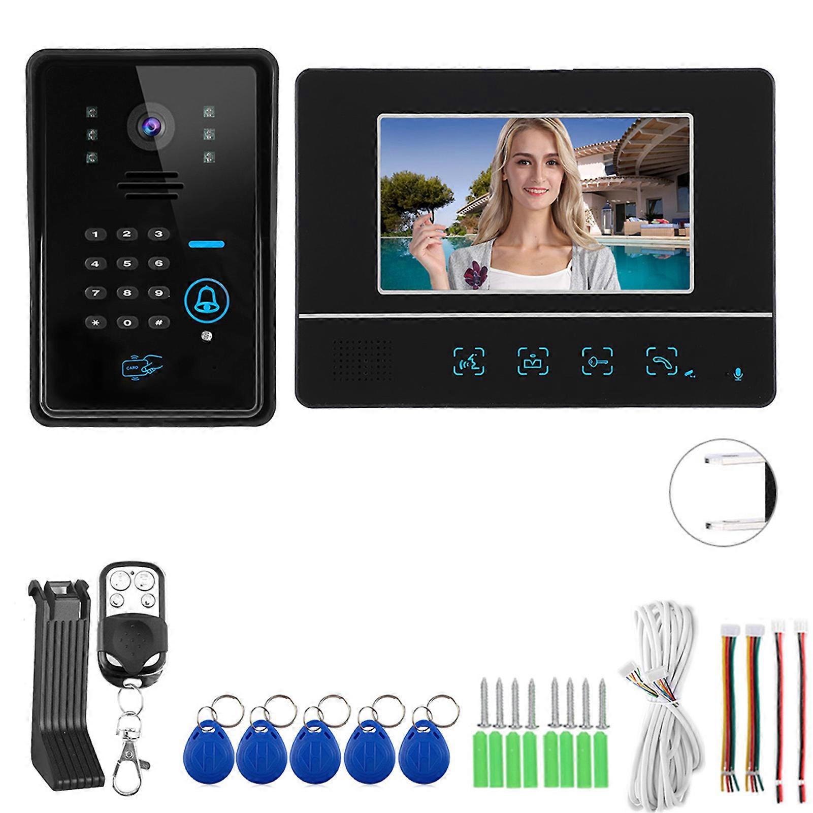 Ultra-Thin Wired Video Doorbell Kit - 7" HD Screen, Night Vision, Access Control