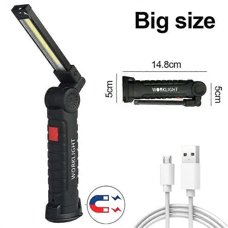 2PC COB Rechargeable Magnetic Torch Flexible Inspection Lamp Cordless Work Light