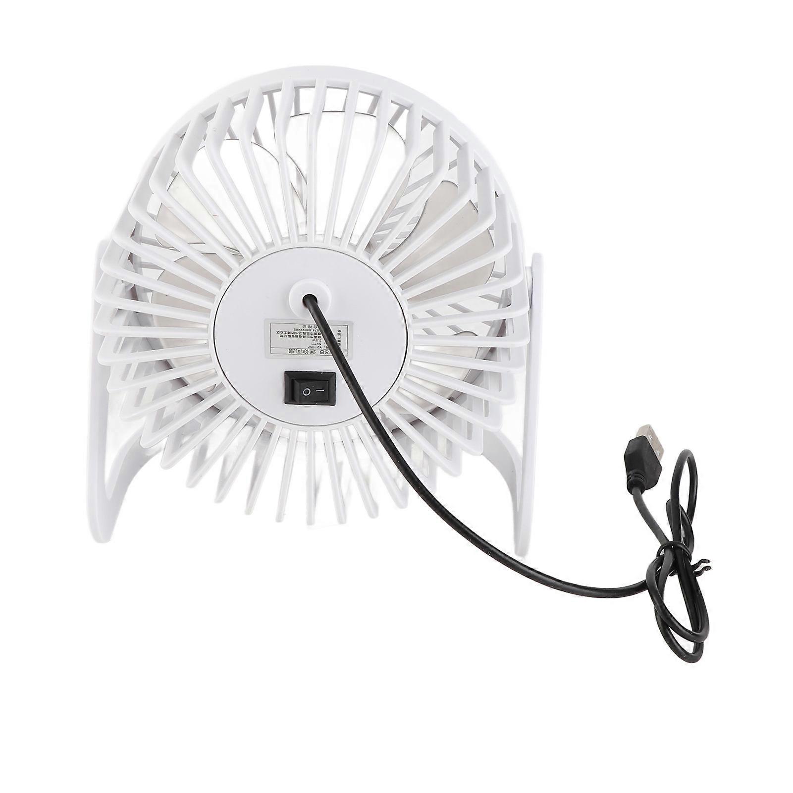 Mini Desk Fan 360 Degree Rotation Low Noise Brushless Motor USB Powered Portable Small Table Fan for Home Desktop Office Travel White 