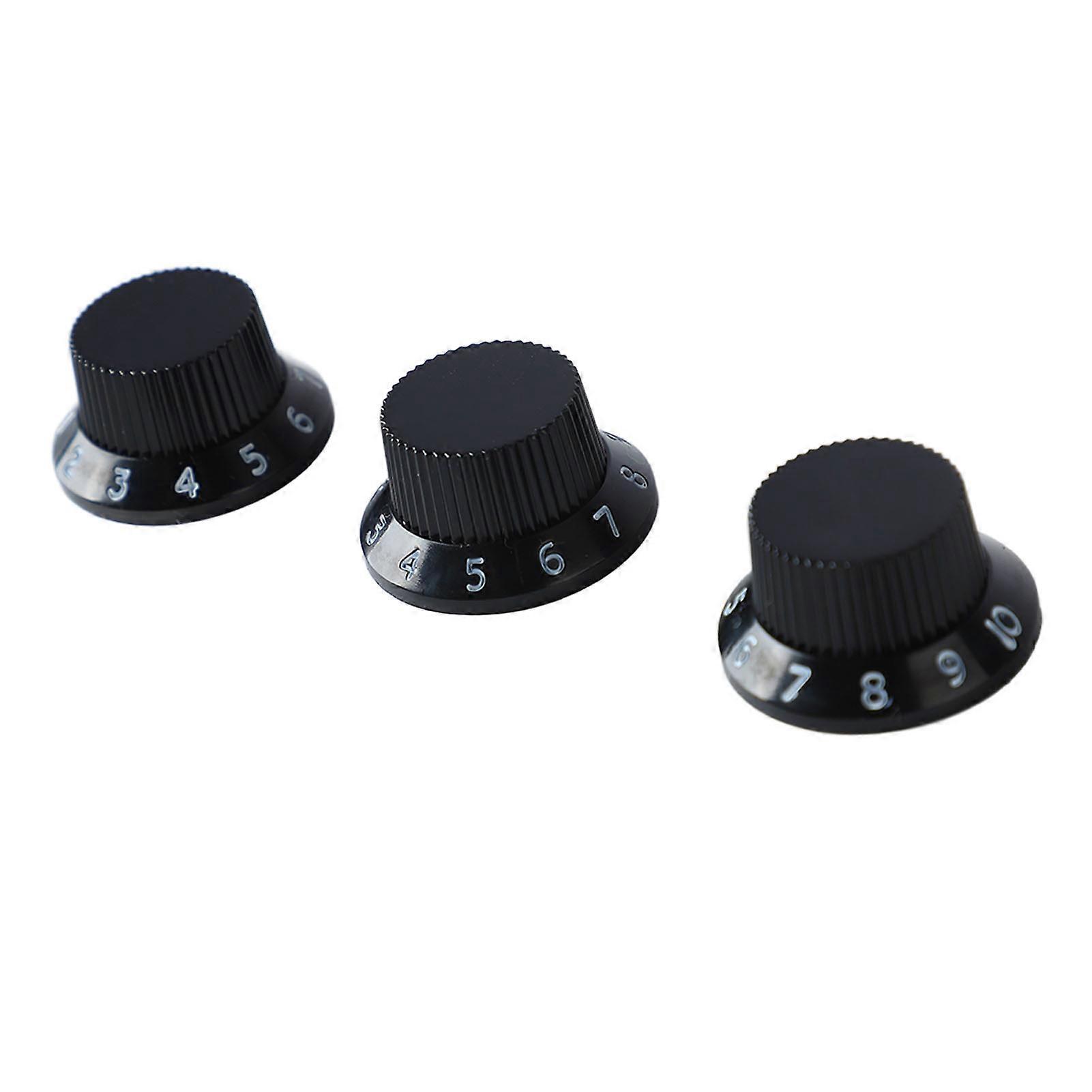 3PCS Black Plastic Rotary Potentiometer Knobs with White Lettering
