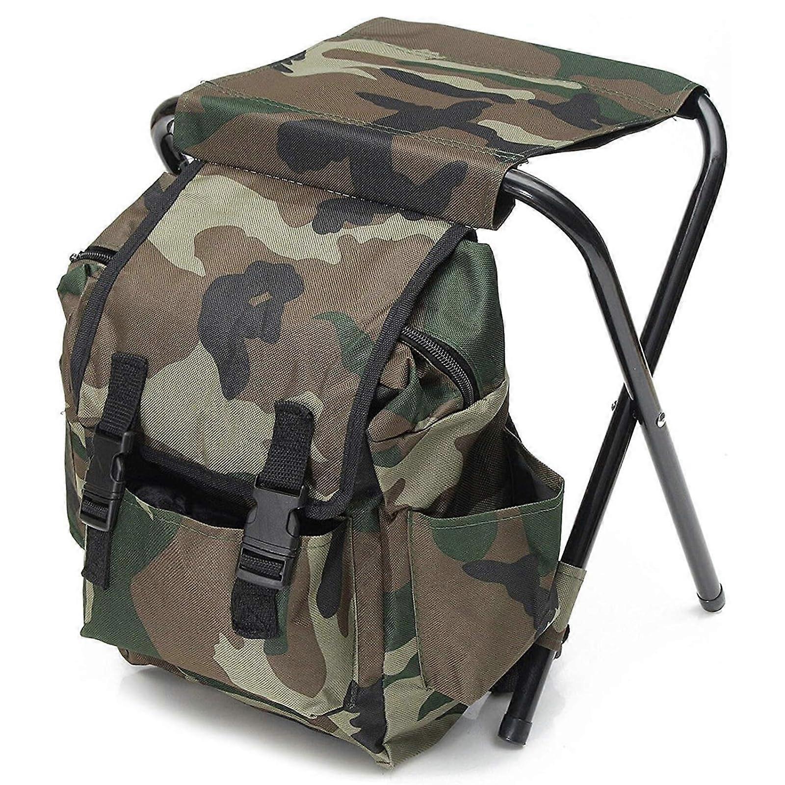 Multi-Function Fishing Tackle Backpack with Foldable Stool and Chair Set for Camping, Durable Waterproof Material, Lightweight Design