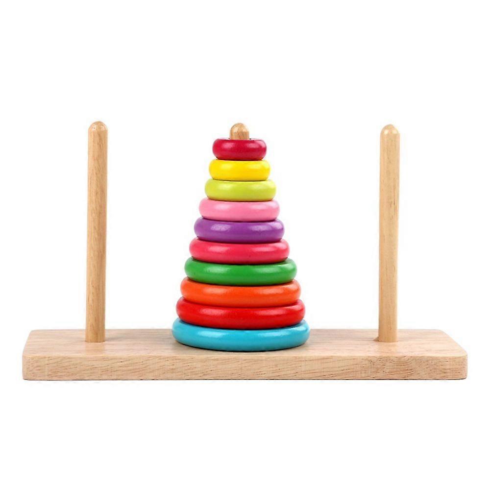 1 Set Kids Wood Hanoi Tower Stacking Toy Educational Hanoi Tower Stacking Toy