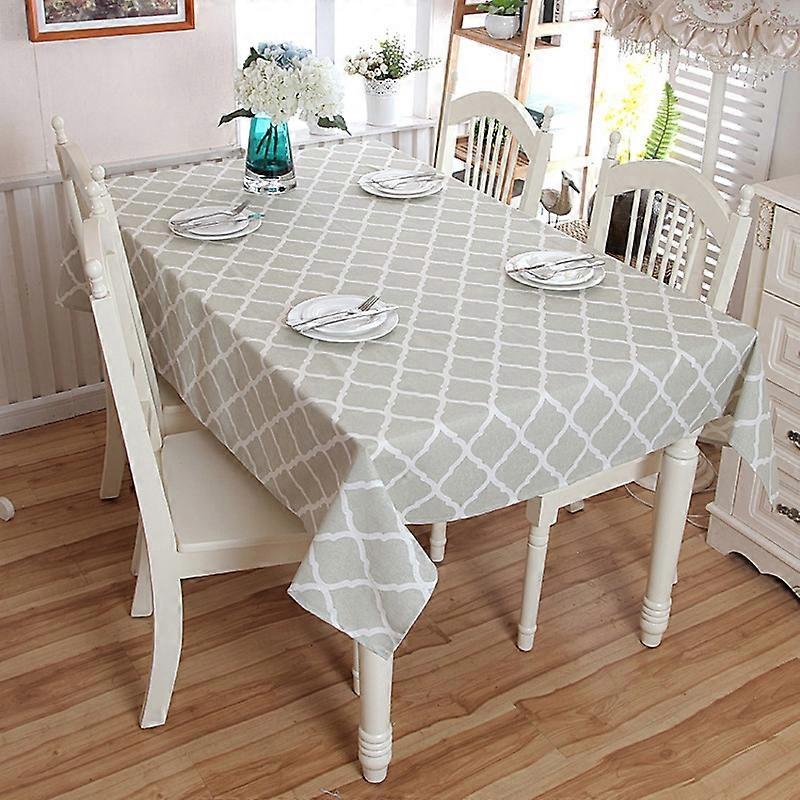 Algodão e Losango Geométrico Renda CinzaToalha de Mesa 140x250cm