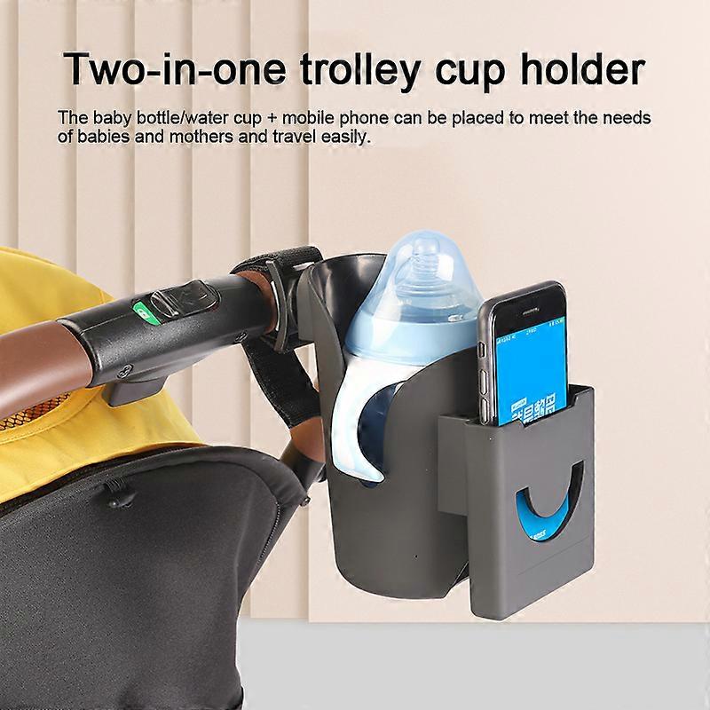 Stroller Cup Holder with Phone Stand Multifunctional Universal 2-in-1 Bottle Holder or Stroller Wheelchair Walker New