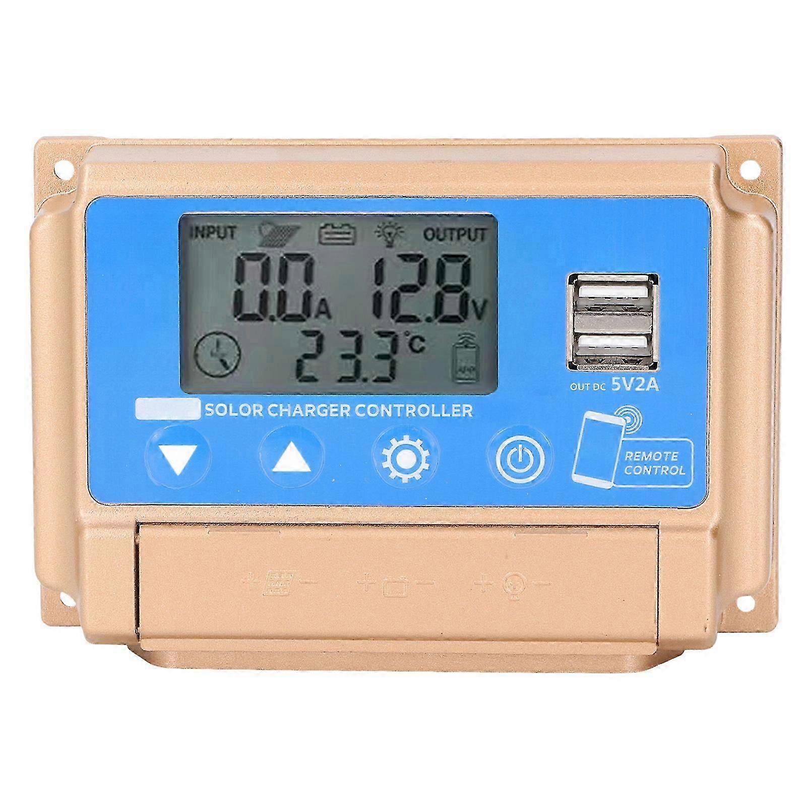 Solar Charge Controller Dual USB MPPT Intelligent Solar Panel Regulator with Bluetooth 12V 24V 30A