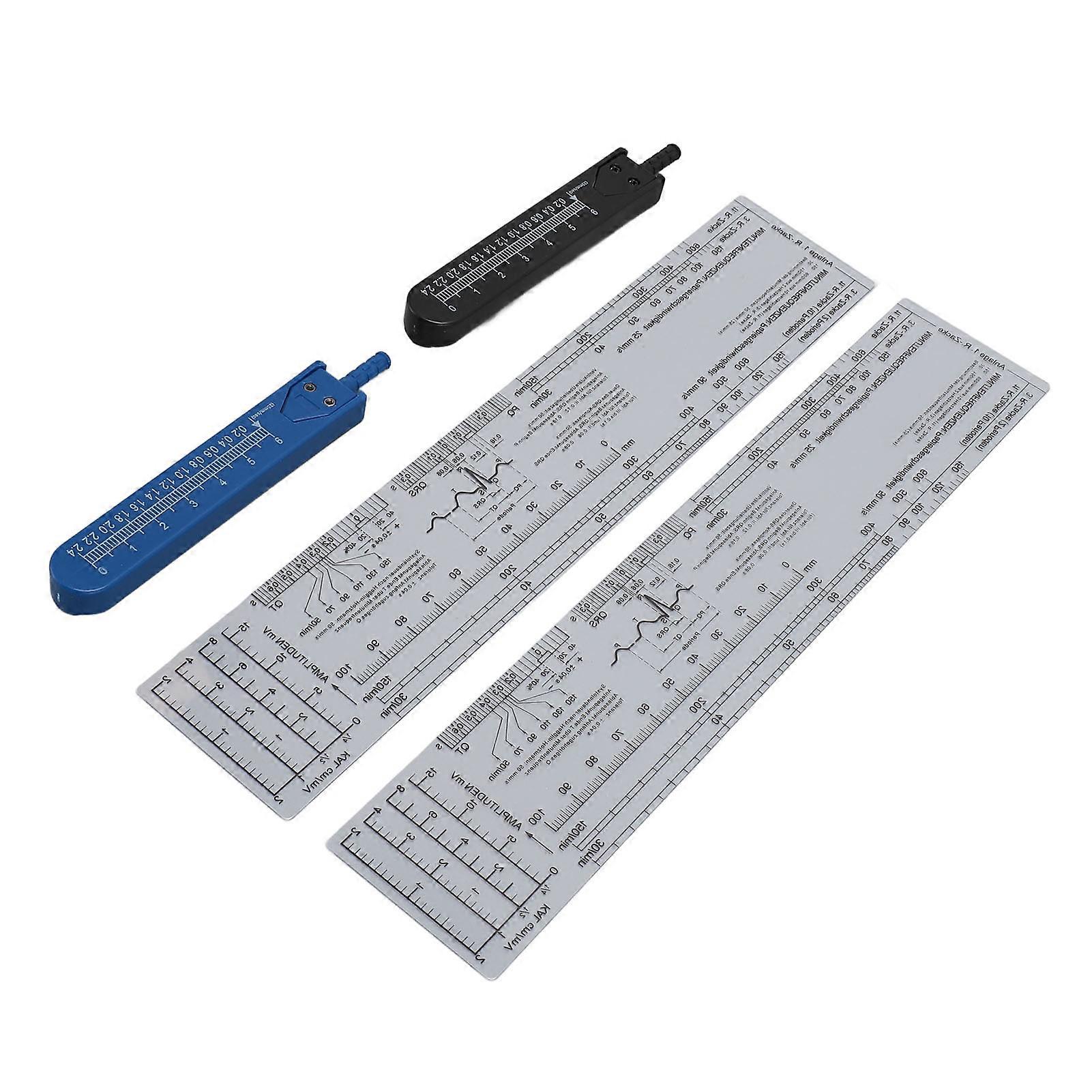 2 Sets Calipers and EKG Ruler Combination Set Electrocardiogram Drafting Divider Measuring Tool for Nursing