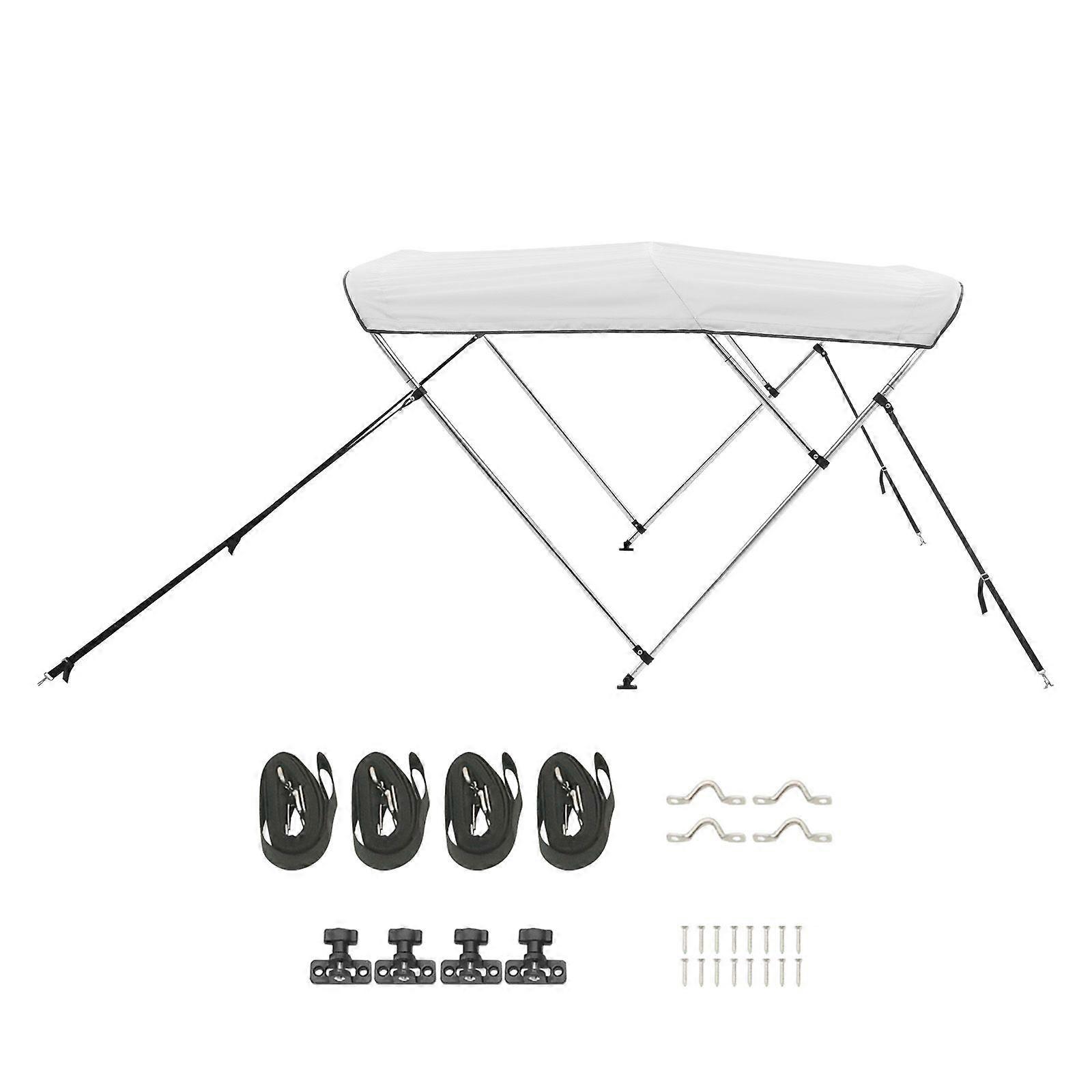 3 Bug Boot Bimini Tops, 600D Polyester Vordach, wasserdicht & Sonnenschutz Boot Markisenvordach, 72" Lx (85"-90" )Bx46" H, Hellgrau