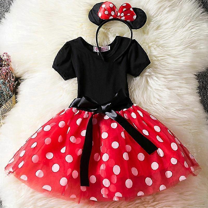 Barnflicka Minnie Mouse Prickig Födelsedagsfest Rosett Tutu Tyllklänning