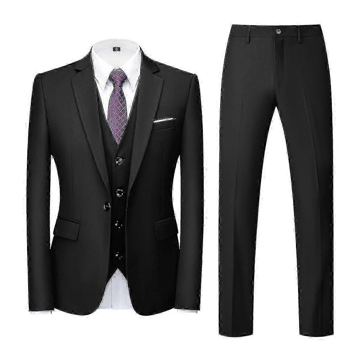 Cloudstyle Ανδρικά 3pcs Επιχείρηση Επαγγελματική Casual Καθημερινά Λεπτή Εφαρμογή Ένα Κουμπί Κοστούμι Σετ (blazer + Γιλέκο + Παντελόνι)
