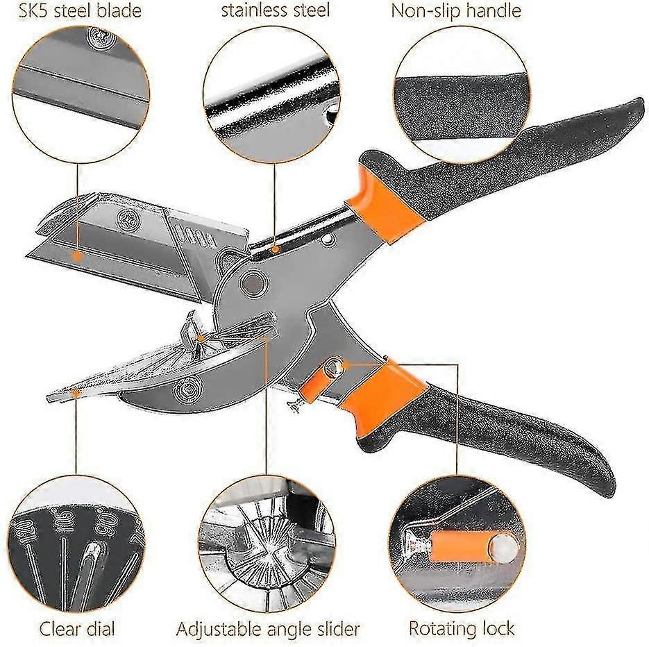 Multi-angle Miter Shears, Versatile Trough Shears Hand Tools 45 Degrees To 135 Degrees