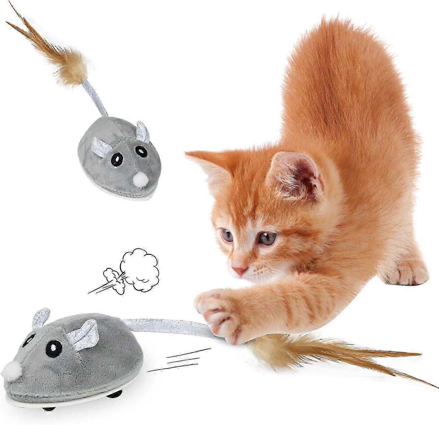 Automatic Plush Mouse Cat Toy, USB Rechargeable Interactive Toy for Cats
