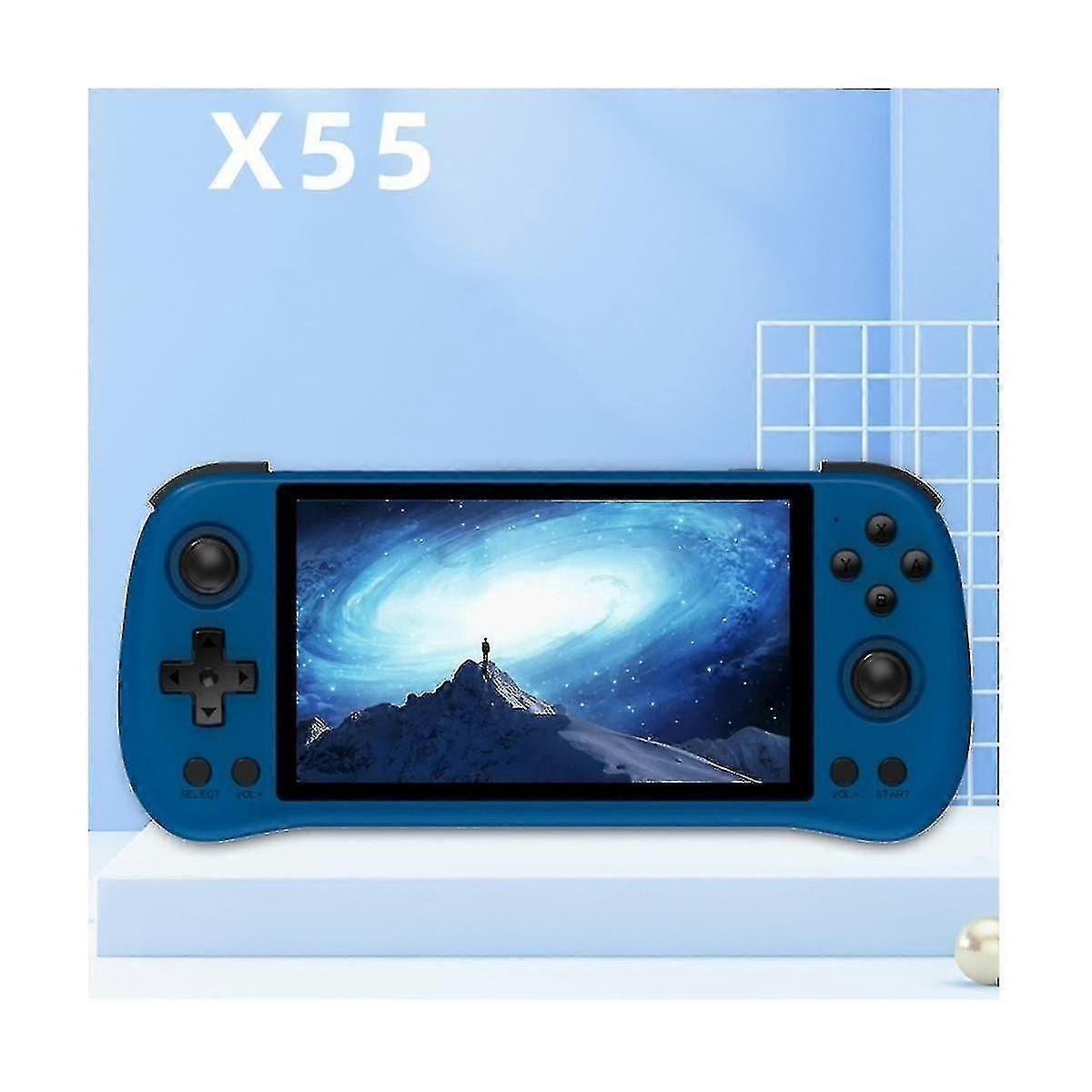 Para x55 console de jogo retro 16g + 128g rk3566 5,5 polegadas 1280x720 ips open-source linux handheld video c