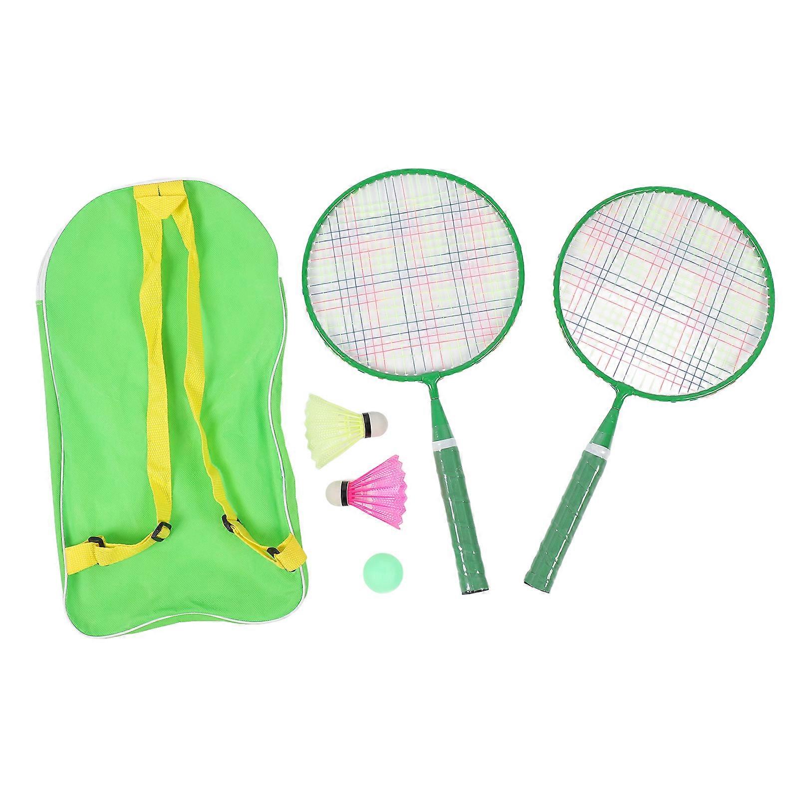 1ペアの子供用バドミントンラケットセットキャリングバッグ付きキッズバドミントンキット、シャトルコック2個付き、屋外グリーン用卓球ボール1個