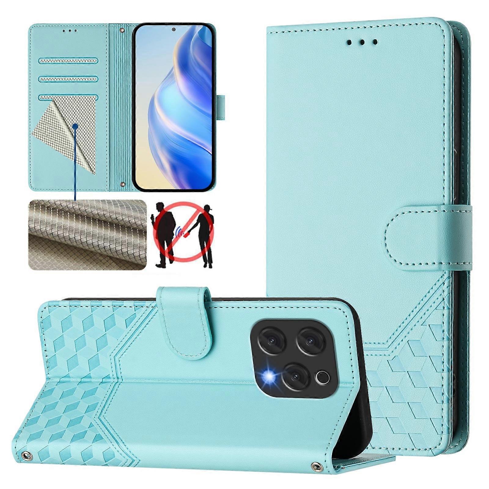 Honeycomb Embossing RFID Leather Phone Case For Doogee N55 Plus