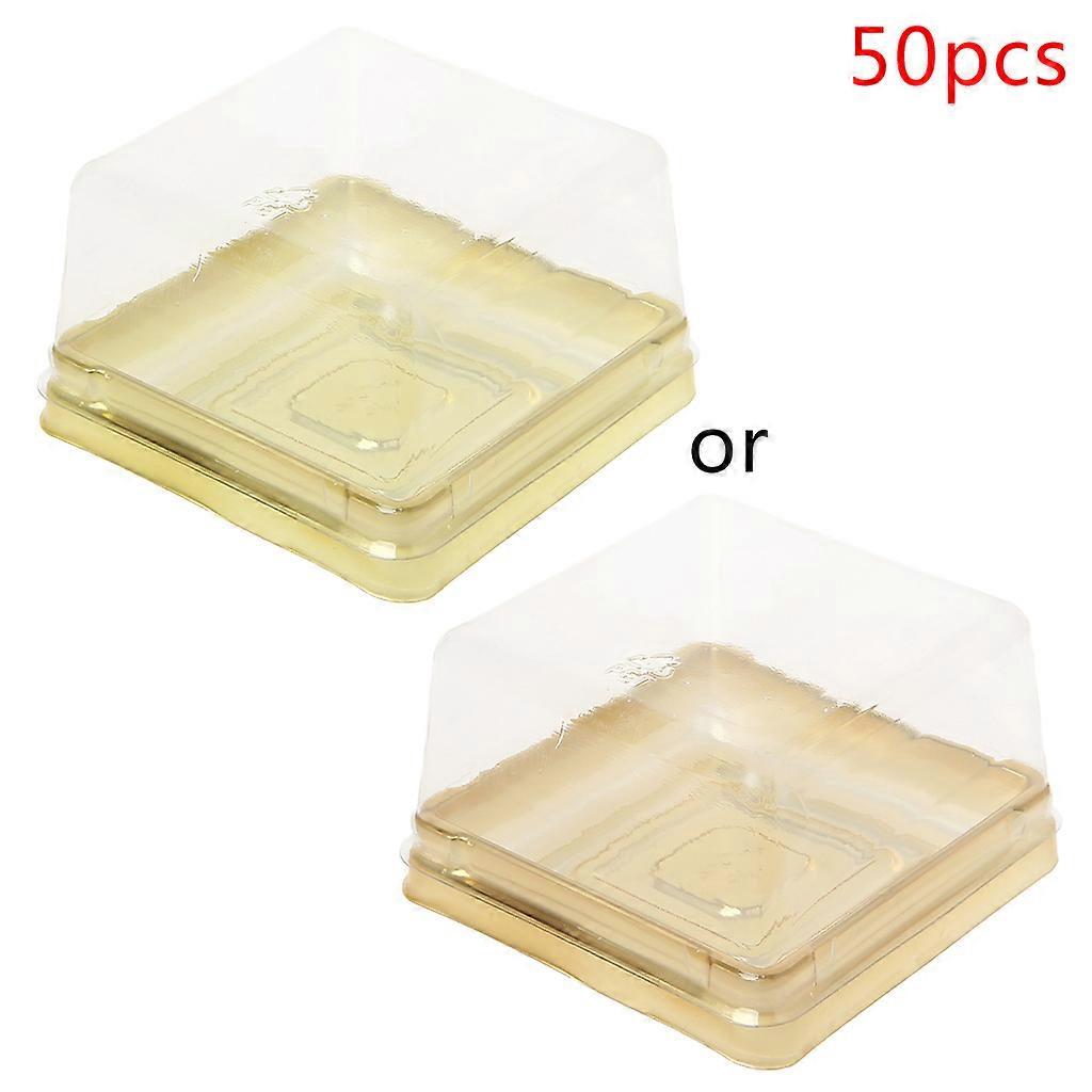 80g Square Moon Cake Trays Mooncake Packaging Box Container Holder 50 Sets Gold