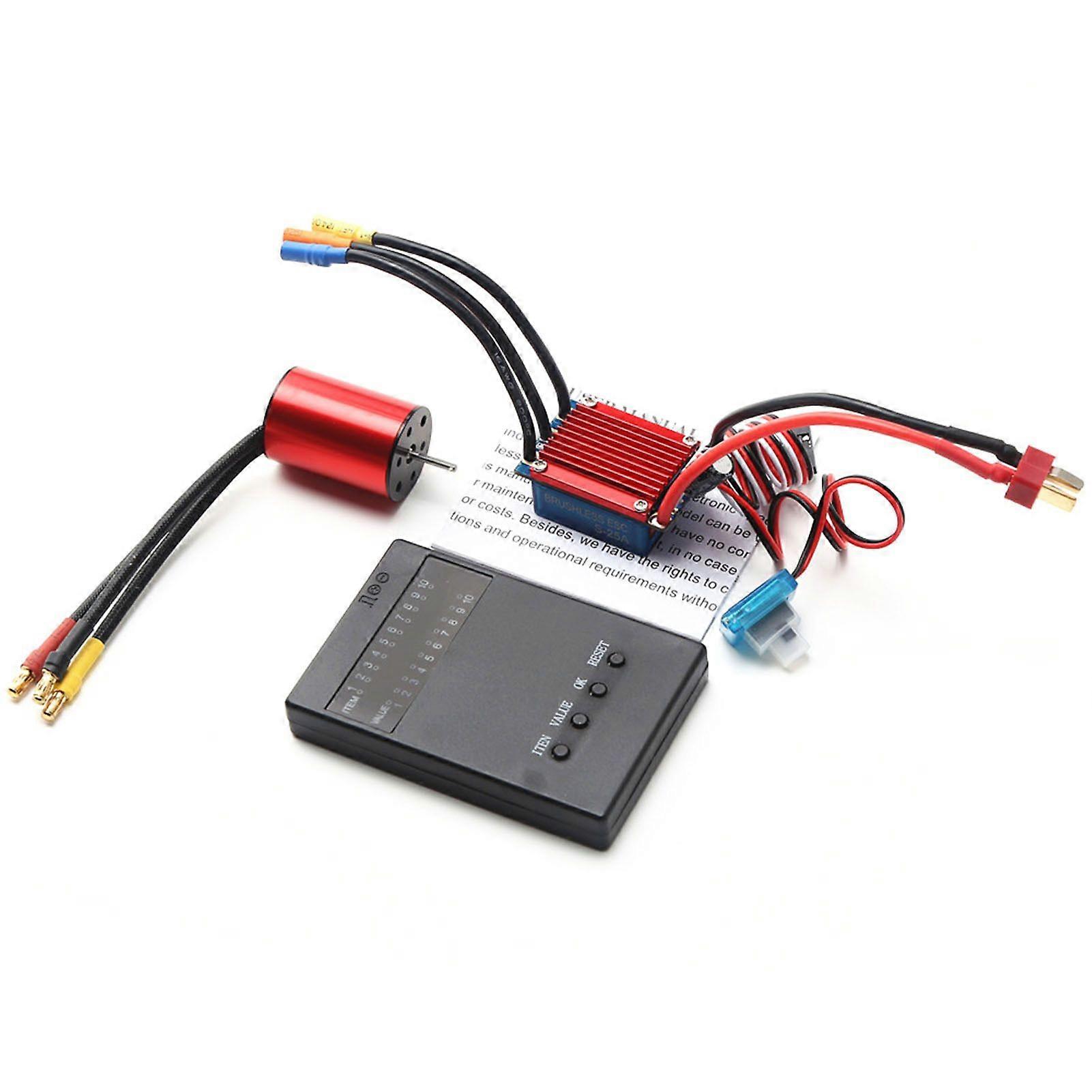 S2435 4500KV Brushless Motor 4P Sensorless 25A Brushless ESC Electric Speed Controller Programming Card for 1/16 1/18 RC Car Truck