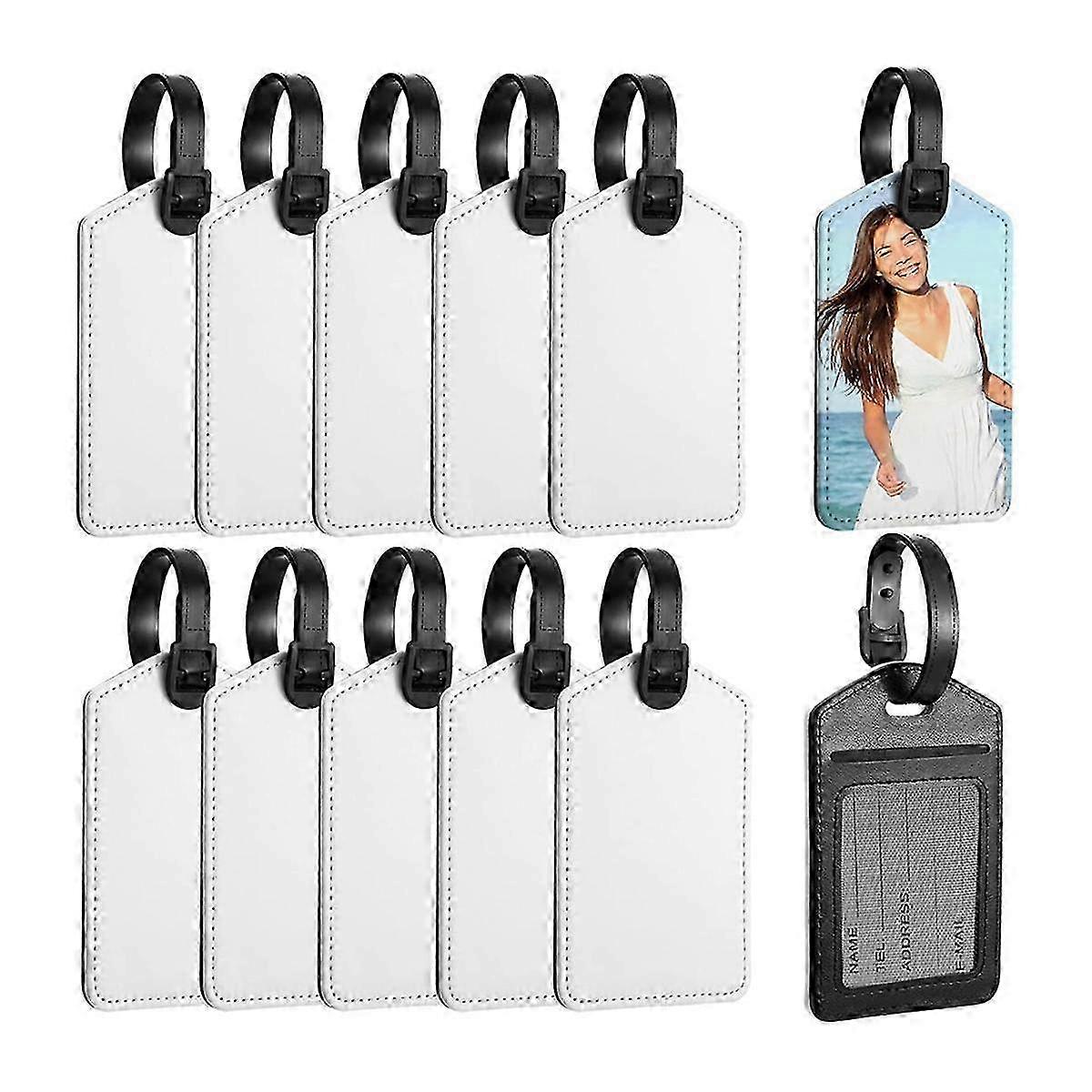 Customizable Sublimation White PU Leather Luggage Tags for Suitcase Travel Business Heat Transfer
