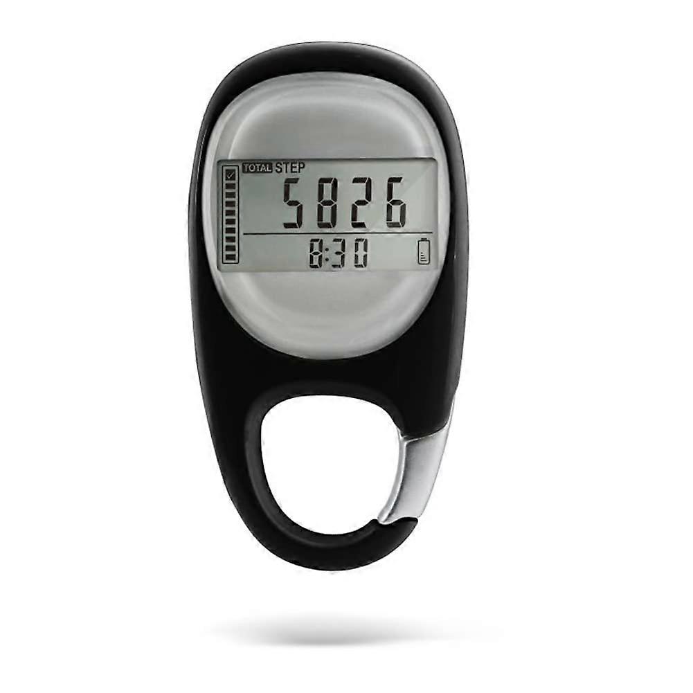 Digital Pedometer 3D Pedometer With Clip Tracks Steps Distance Calories Memory Activity Tracker For Older Children Black
